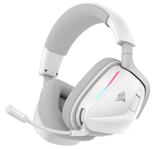 Corsair Void v2 Wireless Gaming Headset with Bluetooth for PC, PS5, PS4, Switch, Mobile – Dolby Atmos, 70 Hr Battery, Dual Wireless, Lightweight, Fast Charging – White | For PC, PS5, PS4, Switch & Mobile ,Dolby Atmos, 70 Hours Battery Life, Double Wireles