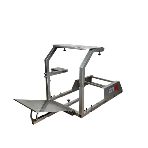 GTR Simulator GTA Model Simulator Cockpit Silver Frame Base Only Without Racing Seat Driving Gaming Simulator Cockpit with Gear Shifter Mount - color: Silver