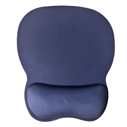 Mouse Pad with Wrist Support, Ergonomic Mousepad with Comfortable Memory Foam Wrist Rest Cushion, Relieve Wrist Pain, Non-Slip Rubber Base Gaming Mice Pad for Home Office Computer Laptop, Navy Blue - color: Navy blue