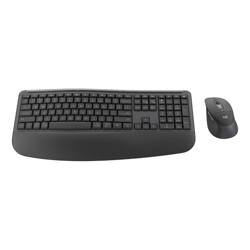 Logitech Signature Comfort Plus Combo MK880 Wireless Keyboard and Mouse Combo, Full-Size Comfort Keyboard with Palm Rest, Silent Clicks, Bluetooth, for Windows and macOS - Graphite - color: Graphite