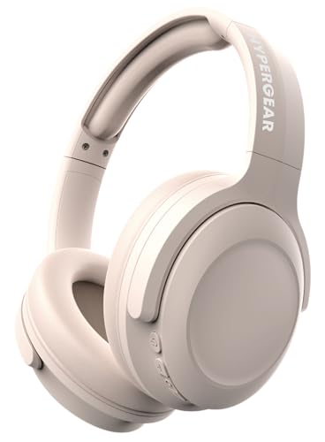 HyperGear Foldable Over-Ear Headphones - Wireless Bluetooth Headphones with Active Noise Cancelling, HD Audio, 40mm Drivers, and Deep Bass, Bone - color: Bone