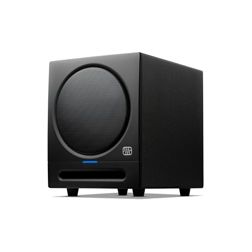 PreSonus Eris Sub 8BT — 8" Inch Powered Subwoofer, Powered Sub, Active Subwoofer, Wireless, Bluetooth, Home Audio, Bass Speaker, Home Theater, Music Production, Gaming | 8 Woven Glass-Fiber Driver, 100W Class-Ab Amp, Low-Pass 50-130 Hz, High-Pass 80 Hz -