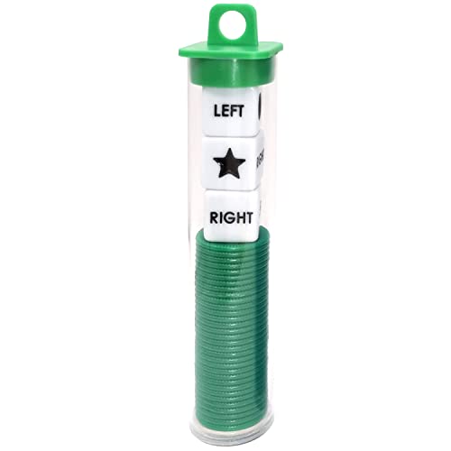 Ahoper Left Right Center Dice Game Prime Set Bundle with 3 Dices + 36 Chips. Round Tube Storage is Very Convenient for Travel. Easy to Store, Carry Around. (Green) - color: Green