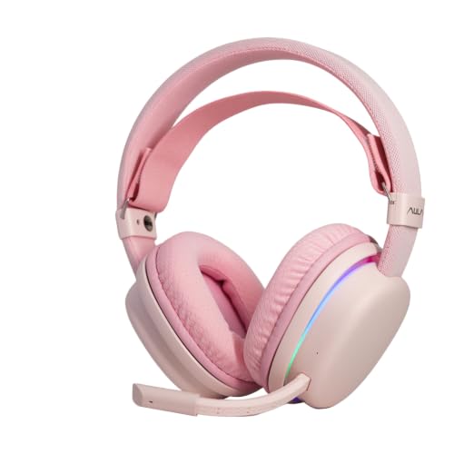 G7 Wireless Gaming Headset, Surround Sound 10ms Low Latency, PC Headset with Detachable Noise Canceling Mic, 40mm Driver, Tri-Mode 2.4G/BT5.2/Wired, Over Ear Headphone for PS5,PS4,Switch - color: Pink