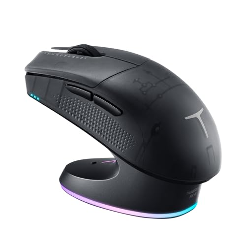 Thunderobot ML903 4K Souris Gamer Sans Fil avec Station de Charge RGB, Capteur Optique de 26 000 DPI,PAW3395,Longue Durée de Vie de la Batterie, Souris Ergonomique Sans Fil Pour PC, Mac - color: Black