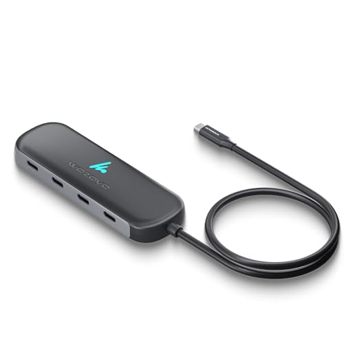 Type C to 4 in 1 Type C Hub, Wozoyo 4XType C 5 Gbps, Data Transfer Upto 5Gbps, Plug & Play, Multiport Type C Hub with 30cm Cable, Compatible with MacBook, Tablet, Smartphones and Type C Devices - style: 4 Port Type C Port