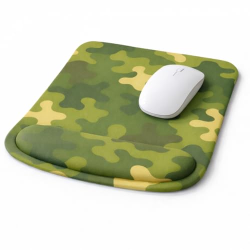 Ergonomic Memory Foam Mouse Pad with Wrist Support, Orange, Ultra-Smooth Surface, Anti-Slip Base (Camo, Medium) - color: Camo