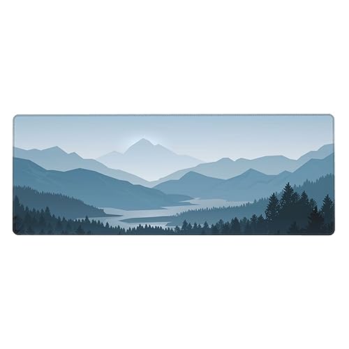 Mountain Gaming Mouse Pad Large Long Extended Pads Big Mousepad Extended Large Non-Slip Rubber Base Waterproof Big Keyboard Mat with Stitched Edges for Office Home and Game,31.5x11.8 Inch - color: Mountain