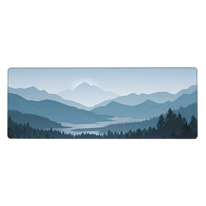 Mountain Gaming Mouse Pad Large Long Extended Pads Big Mousepad Extended Large Non-Slip Rubber Base Waterproof Big Keyboard Mat with Stitched Edges for Office Home and Game,31.5x11.8 Inch - color: Mountain