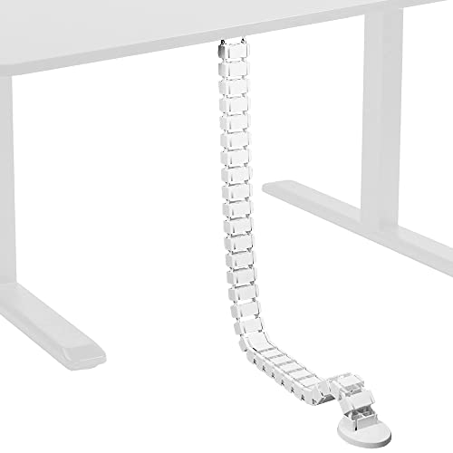 VIVO Under Desk Vertebrae Cable Management Kit, Adjustable Quad Entry Flexible Cord Organizer for Home Office, White, DESK-AC01C-W | Adjustable Quad Entry Flexible Cord Organizer for Home Office - color: White