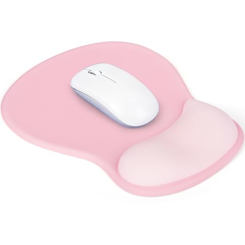 Ergonomic Mouse Pad with Wrist Rest, Mousepad with Memory Foam Support for Pain Relief, Non-Slip Base for Computer, Laptop, Office & Home, 10.2 x 7.5 in - color: Pink