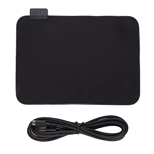 RGB Gaming Mouse Pad, Large LED Mouse Mat with Glossy Cover, Non Slip Rubber Base for Computer Accessories, 35 x 25cm Size with Multiple Lighting Modes