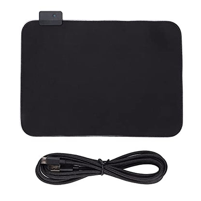 RGB Gaming Mouse Pad, Large LED Mouse Mat with Glossy Cover, Non Slip Rubber Base for Computer Accessories, 35 x 25cm Size with Multiple Lighting Modes