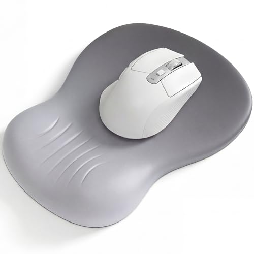 Ergonomic Mouse Pad with Wrist Rest, Memory Foam Wrist Support Mousepad with Non-Slip PU Base, Pain Relief Mouse Pads for Office Gaming & Home (Grey) - color: Grey