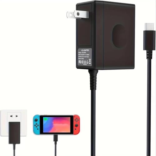 Charger for Nintendo Switch, YCCSKY 45W AC Adapter for N-intendo S-Witch - Fast Travel Wall Charger with 10FT USB C Cable 15V/3A Power Supply Supports TV Mode and Dock Station - color: black, size: 10FT