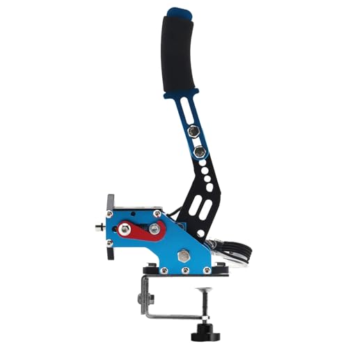 64Bit PC Racing Game USB Handbrake with Clamp for Sim Racing Games Handbrake Compatible with Logitech G27 G29 G920 G923 T500 T300 Simulate Linear Handbrake(blue with holder) - color: BLUE, size: With holder