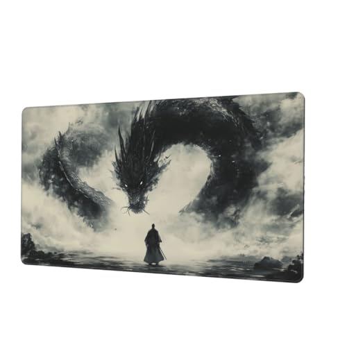 MTG Playmat Master Sword Dragon TCG Play Mat Original Hand-Painted Smooth Surface Stitched Edges Non-Slip Rubber Base for Trading Card Games Board Games 23.5x13.7in