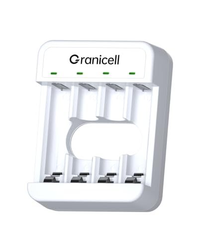 Granicell 4 Bay AA & AAA USB Battery Charger | High-Speed Charging for NiMH NiCD Rechargeable Batteries Independent Slot, Safe & Portable - size: Charger-4