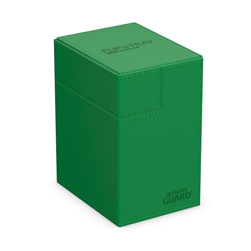 Ultimate Guard Flip'n'Tray 133+, Deck Case for 133 Double-Sleeved TCG Cards + Dice Tray, Green, Independent Magnetic Closure & Microfiber Inner Lining - color: Green, size: 133+