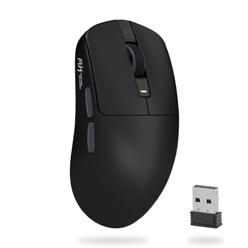 RK ROYAL KLUDGE RK M30 Wireless Gaming Mouse, 24000 DPI, 43g Ultra-Lightweight, PAW3311 Sensor, 2.4G/Bluetooth/USB-C Rechargeable Wireless Mouse with 5 Programmable Buttons for PC/Mac, Black Grey - color: black grey