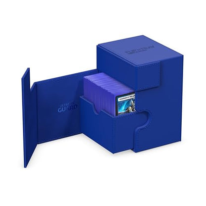 Ultimate Guard Flip'n'Tray 133+, Deck Case for 133 Double-Sleeved TCG Cards + Dice Tray, Blue, Independent Magnetic Closure & Microfiber Inner Lining - color: Blue, size: 133+