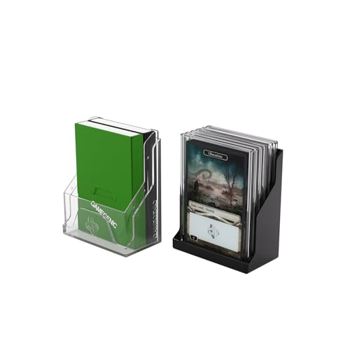 Gamegenic Bastion 50+ XL Deck Box - Compact, Secure, and Perfectly Organized for Your Trading Cards! Safely Protects 50+ Double-Sleeved Cards, White Color, Made - color: Black/Clear