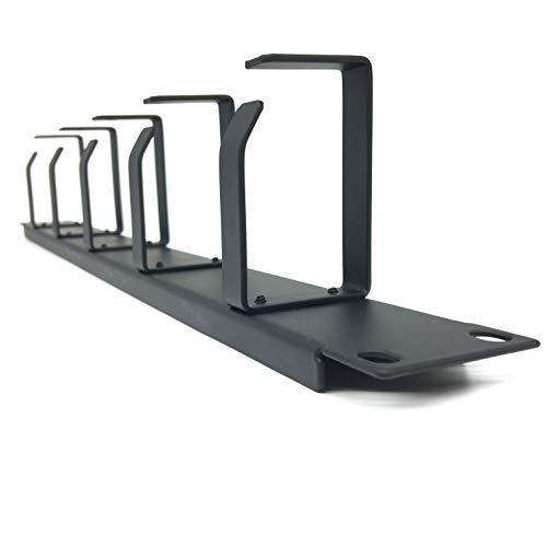 2 Pcs 1U 19" Rack Mount Cable Management Organizer 5 D-Ring | Metal Server Rack Cable Manager Wire Management System (5R2PC)