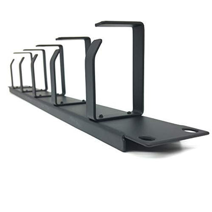 2 Pcs 1U 19" Rack Mount Cable Management Organizer 5 D-Ring | Metal Server Rack Cable Manager Wire Management System (5R2PC)