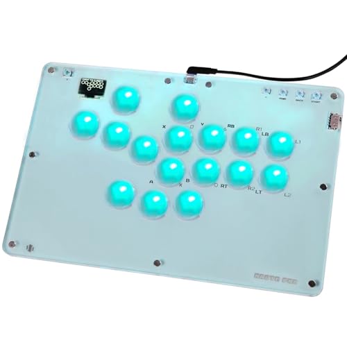 Haute42 T16-Crystal Leverless Arcade Stick, 16 Key Fighting Controller | Custom RGB & Turbo Functions & Hot Swap Supported, Compatible with PC/Ps3/Ps4/Switch/Steam