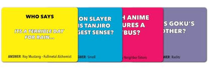 Anime Trivia Card Game - 100 Questions, Character, Quotes & Skill Challenges, Fun Anime Party Game for Fans, Teens & Adults, Expansion Pack Available (Base Game)