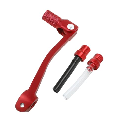 Motorcycle Folding Gear Shifter Shift Lever, Foldable Motorbike Pedal Shifter Replacement Accessories with Tank Cap Vent Hose Tube, Fit for 50cc 70cc 90cc 110cc Pit Dirt Bike Parts (Red) - color: Red