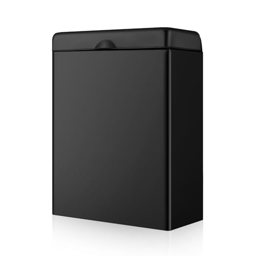 Tioncy 1 Pcs Sanitary Napkin Receptacle, Tampon Disposal Bin Wall Mounted Tampon Holder Stainless Steel Sanitary Napkin Disposal Bins for Home Office Public Restrooms Bathroom (Black) - color: Black