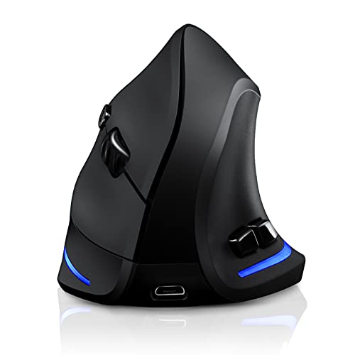 TRELC Wireless Mouse Tri-Mode (BT 5.0/3.0+2.4GHz), Ergonomic Vertical Mouses with 3 Adjustable DPI, Rechargeable Optical Wireless Mice for 3 Devices, 7 Buttons for PC, Desktop, Laptop, Tablet (Black) - color: Tri-Mode (BT 5.0/3.0+2.4GHz)