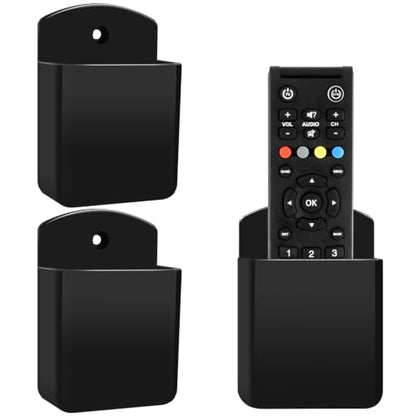 2 Pcs Remote Control Holder Wall Mount,TV Remote Holder for Home(Black) | Wall mount storage box organizer,self adhesive remote holder for home,office,bedroom,school