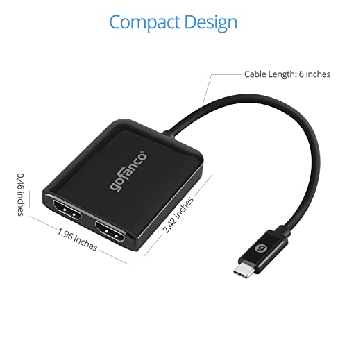 gofanco 4K60Hz USB-C to Dual HDMI Adapter (USBCMST2HD-4K60) | Extend dual monitors, USB-C MST Hub, USB Type-C Multi-Monitor, Windows, Thunderbolt 3/4 Compatible DP Alternate Mode - style: 4K 60Hz Dual HDMI