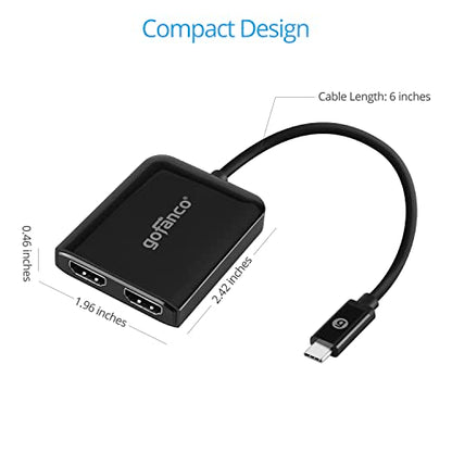 gofanco 4K60Hz USB-C to Dual HDMI Adapter (USBCMST2HD-4K60) | Extend dual monitors, USB-C MST Hub, USB Type-C Multi-Monitor, Windows, Thunderbolt 3/4 Compatible DP Alternate Mode - style: 4K 60Hz Dual HDMI