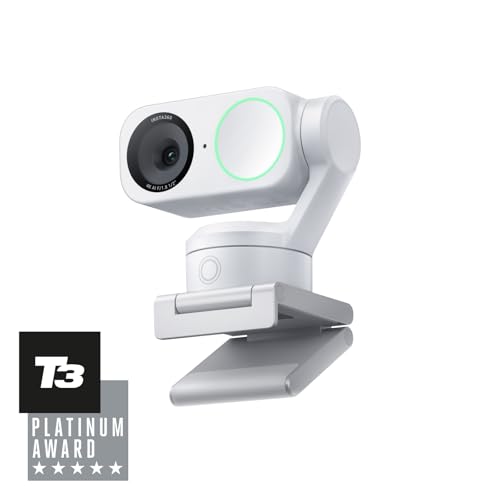 Insta360 Link 2 - PTZ 4K Webcam for PC/Mac, 1/2" Sensor, AI Tracking, HDR, AI Noise-Canceling Mic, Gesture Control for Streaming, Video Calls, Gaming, Works with Zoom, Teams, Twitch & More - color: Arctic White, style: Standard Bundle