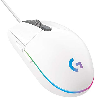 Logitech G G102 Light Sync Gaming Mouse, 8000 DPI, 6 Programmable Buttons, RGB, White - color: White