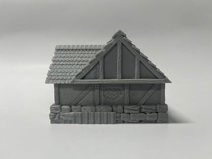 Paintable Tabletop Miniature Little Town Building Terrains Compatible with RPG War Games - 18mm Scale Dioramas Building Set Scenery with Medieval Architecture Style by HAUTICO (HVillageHouses1-1)