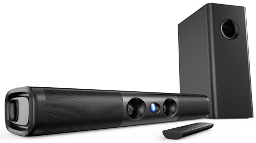 RIOWOIS 3.1ch Sound Bar with 5.25" Wired Subwoofer,Sound Bar for Smart TV | 100W Deep Bass,TV-ARC/Optical/Auxiliary /Bluetooth 5.3, Surround Sound System for TV/PC/Gaming/Projectors - size: 17-inch soundbar with 5.25-inch subwoofer