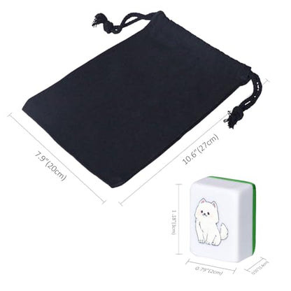 GRACIAS 4 Players Mahjong Block Set, 128 Green Tiles(1.18”) with Animal and Food Pattern, Portable Mahjong Set with A Carry Bag, Mahjong Tile Game - color: Green