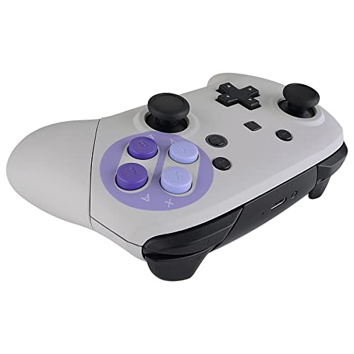eXtremeRate Classics SNES Style Soft Touch Faceplate Backplate Handles for Nintendo Switch Pro Controller, DIY Housing Shell Grip and Buttons for Nintendo Switch Pro - Controller NOT Included - color: Classic SNES Style