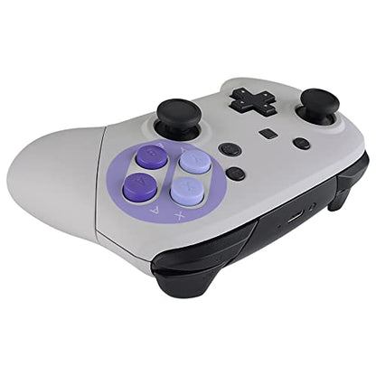 eXtremeRate Classics SNES Style Soft Touch Faceplate Backplate Handles for Nintendo Switch Pro Controller, DIY Housing Shell Grip and Buttons for Nintendo Switch Pro - Controller NOT Included - color: Classic SNES Style