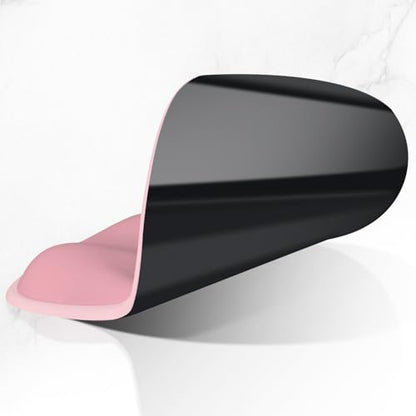 ITNRSIIET Ergonomic Mouse Pad with Wider Memory Foam Wrist Rest +17% - Curved Cushion Reduces Pressure 20%, Pain Relief, Non-Slip, Smooth, Cute Colors, 9.85 x 9 in, Pink Accent - color: Pink Accent