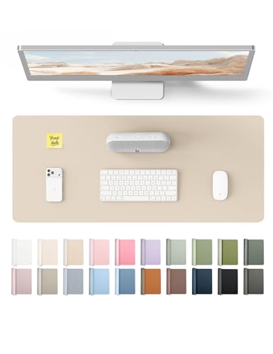YSAGi Leather Desk Pad Protector, Office Desk Mat, Large Mouse Pad, Non-Slip PU Leather Desk Blotter, Waterproof Laptop Desk Writing Pad for Office and Home (23.6" x 13.8", Eggshell) - color: Eggshell, size: 23.6" x 13.8"