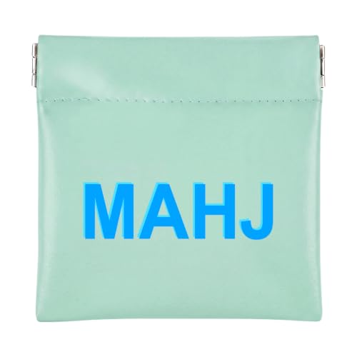 Mahjong Dice Bag Mini Tile Pouch,Solid,Mint Green | 3.8"x3.9" PU Leather Squeeze Closure, Compact Storage for Tiles Coins Travel, Ideal for Board Game Party Accessory - color: Mint Green