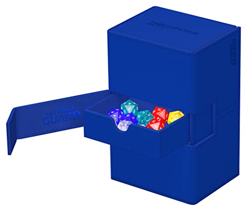 Ultimate Guard Twin Flip'n'Tray 160+, Deck Case for 160 Double-Sleeved TCG Cards + Dice Tray, Blue, Independent Magnetic Closure & Microfiber Inner Lining - color: Blue, size: 160+
