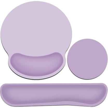 Mouse Pad with Wrist Rest Set, 3-in-1 Wrist Support Mousepad | Gaming Mat Pad with Anti-Skid Base,Ergonomic Mouse Pad Purple,Memory Foam Gel Wrist Rest for Computer Keyboard - color: Vanilla Purple