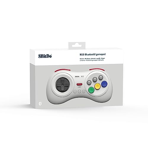 8Bitdo M30 Bluetooth Controller for Switch, Windows and Android, 6-Button Layout for SEGA’s Classic Games (White) - color: White