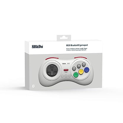 8Bitdo M30 Bluetooth Controller for Switch, Windows and Android, 6-Button Layout for SEGA’s Classic Games (White) - color: White